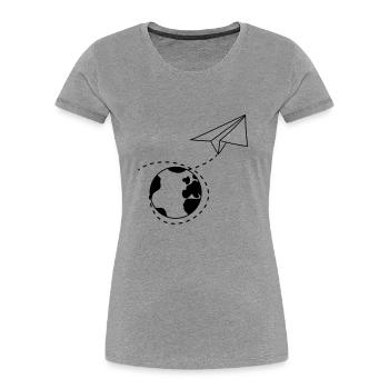 earth world trip dashed line paper airplane folded - Women's Premium Organic T-Shirt - heather grey - Front - Mia (176cm)