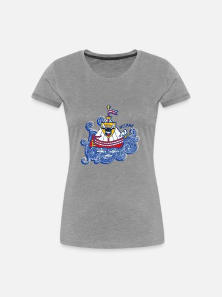 Wismarer Wappen - Frauen Premium Bio T-Shirt - Grau meliert