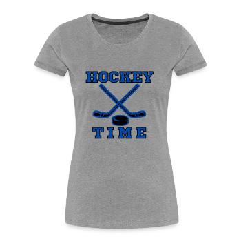 Hockey Time Idée cadeau original - T-shirt bio Premium Femme - gris chiné - Devant - Mia (176cm)