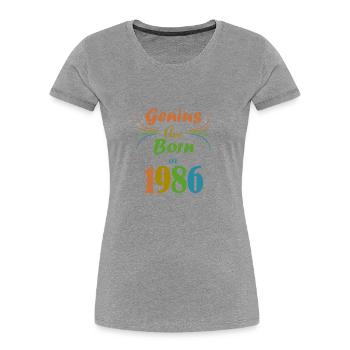 Genius Jahrgang 1986 - Frauen Premium Bio T-Shirt - Grau meliert - Vorne - Mia (176cm)