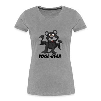 Yoga Bär - Frauen Premium Bio T-Shirt - Grau meliert - Vorne - Mia (176cm)