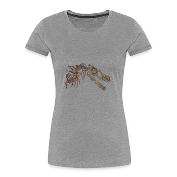 Velociraptor Skeleton - Frauen Premium Bio T-Shirt - Grau meliert - Vorne - Mia (176cm)