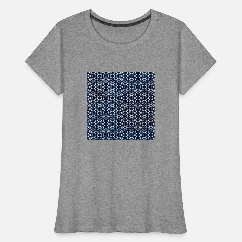 Silver Dark Blue Tie Dye Textile Pattern Women's Premium Organic T-Shirt
