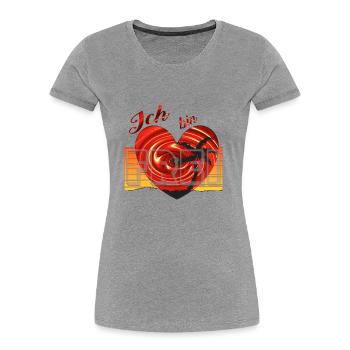 Ich bin Frei - FREI im Herzen - Herz - Motivation - Frauen Premium Bio T-Shirt - Grau meliert - Vorne - Mia (176cm)