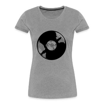 Disque vinyle Eye Horror - T-shirt bio Premium Femme - gris chiné - Devant - Mia (176cm)