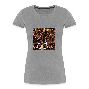 Des bonbons ou un sort - T-shirt bio Premium Femme - gris chiné - Devant - Mia (176cm)