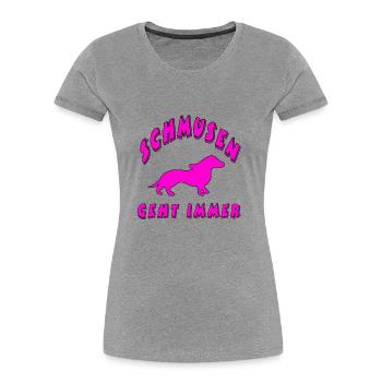 Dackel - Frauen Premium Bio T-Shirt - Grau meliert - Vorne - Mia (176cm)