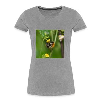 Hummel auf gelber Blüte - Frauen Premium Bio T-Shirt - Grau meliert - Vorne - Mia (176cm)