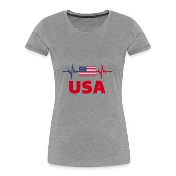 United States of America Football 2022 Heartbeat - Women's Premium Organic T-Shirt - heather grey - Front - Mia (176cm)