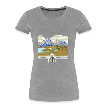 Wandern - Berge - Hiking - Chile - Frauen Premium Bio T-Shirt - Grau meliert - Vorne - Mia (176cm)