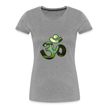 JUNGLE OM - T-shirt bio Premium Femme - gris chiné - Devant - Mia (176cm)