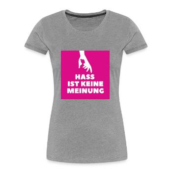 Hass ist keine Meinung Silhouette BDP - Frauen Premium Bio T-Shirt - Grau meliert - Vorne - Mia (176cm)