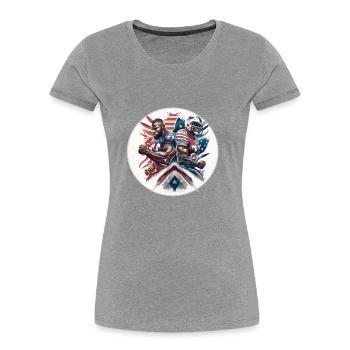 American Football - Spieler - Logo - Touchdown - Frauen Premium Bio T-Shirt - Grau meliert - Vorne - Mia (176cm)