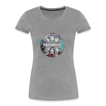 capoeira, mandala, bunt, muster, orient ,graffiti - Frauen Premium Bio T-Shirt - Grau meliert - Vorne - Mia (176cm)
