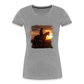 Horseback riding is an old tradition - Women's Premium Organic T-Shirt - heather grey - Front - Mia (176cm)