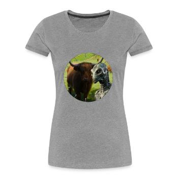 Alien est tombé dans le piège de la caméra? - T-shirt bio Premium Femme - gris chiné - Devant - Mia (176cm)