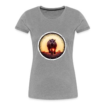 Ein Nilpferd auf dem Fahrrad - Frauen Premium Bio T-Shirt - Grau meliert - Vorne - Mia (176cm)
