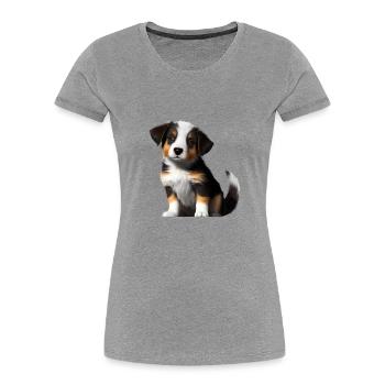 Chien de berger australien Propriétaire Chiot - T-shirt bio Premium Femme - gris chiné - Devant - Mia (176cm)