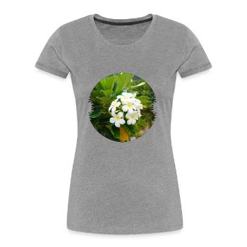 Plumeria est une fleur exotique et parfumée - T-shirt bio Premium Femme - gris chiné - Devant - Mia (176cm)