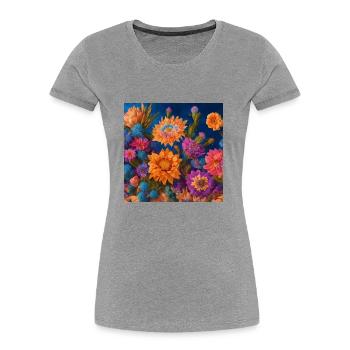 Amazing group of Magic desert flowers - Women's Premium Organic T-Shirt - heather grey - Front - Mia (176cm)