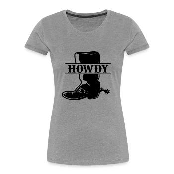 Howdy Cowboy Stiefel - Frauen Premium Bio T-Shirt - Grau meliert - Vorne - Mia (176cm)