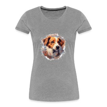 Chien - T-shirt bio Premium Femme - gris chiné - Devant - Mia (176cm)