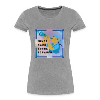 Immer nach vorne schauen - Frauen Premium Bio T-Shirt - Grau meliert - Vorne - Mia (176cm)