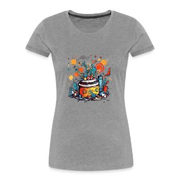 Geburtstagstorte Nr. 2 - Frauen Premium Bio T-Shirt - Grau meliert - Vorne - Mia (176cm)