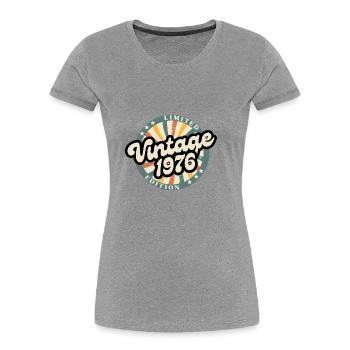 Limited edition vintage 1976 - T-shirt bio Premium Femme - gris chiné - Devant - Mia (176cm)
