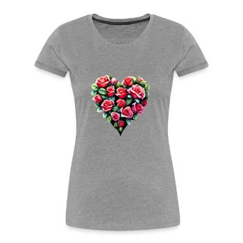Fête des mères, Saint-Valentin, Mariage, Amour, Fiançailles - T-shirt bio Premium Femme - gris chiné - Devant - Mia (176cm)