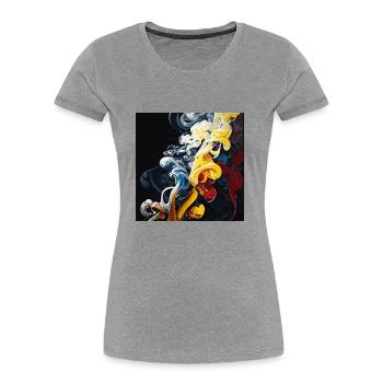 Rauchende Blume (Kunstwerksammlung) - Frauen Premium Bio T-Shirt - Grau meliert - Vorne - Mia (176cm)