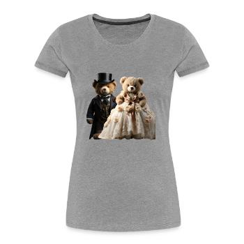 Zwei glücklich frisch verheiratete Bären - Frauen Premium Bio T-Shirt - Grau meliert - Vorne - Mia (176cm)