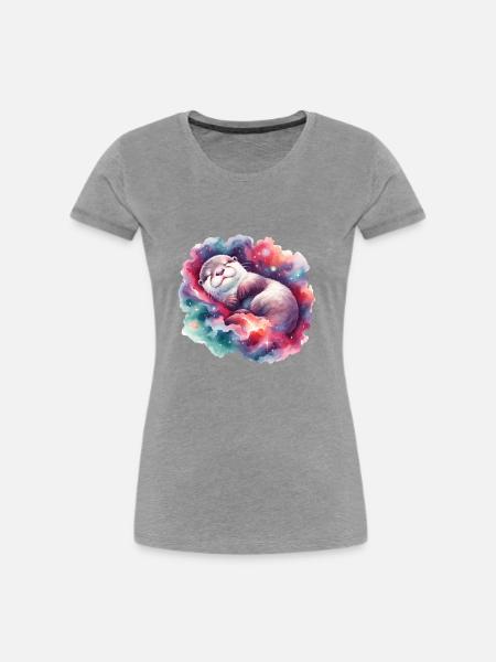 Schwerelosigkeits-otter-nickerchen - Frauen Premium Bio T-Shirt - Grau meliert