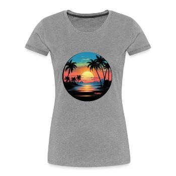 Florida Beach Plage Palmiers Soleil - T-shirt bio Premium Femme - gris chiné - Devant - Mia (176cm)