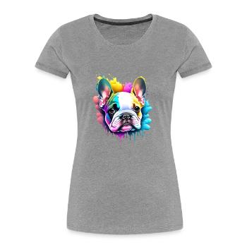 Bouledogue Chiens Propriétaire De Chien Propriétaire De Chien Chien - T-shirt bio Premium Femme - gris chiné - Devant - Mia (176cm)