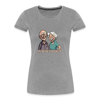 Rentner Power Senioren - Frauen Premium Bio T-Shirt - Grau meliert - Vorne - Mia (176cm)