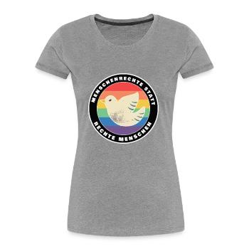 Menschenrechte statt rechte Menschen Demokratie - Frauen Premium Bio T-Shirt - Grau meliert - Vorne - Mia (176cm)