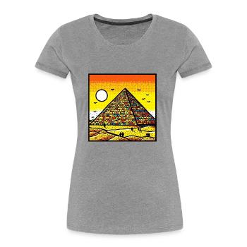 Art des pyramides vif - Hommage coloré à l’ancien Eg - T-shirt bio Premium Femme - gris chiné - Devant - Mia (176cm)