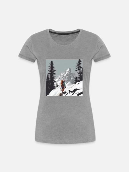 Bergsteigen - Frauen Premium Bio T-Shirt - Grau meliert