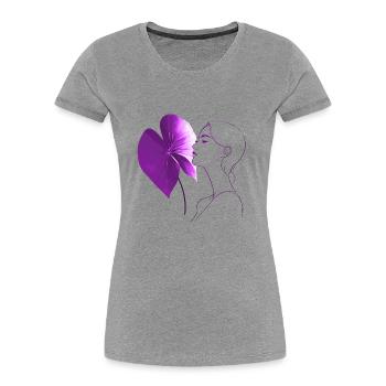 Flowers Women girl fashion design art female style - Women's Premium Organic T-Shirt - heather grey - Front - Mia (176cm)