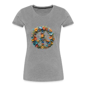 Peace Sign Flowers Peace Pacifism - Women's Premium Organic T-Shirt - heather grey - Front - Mia (176cm)