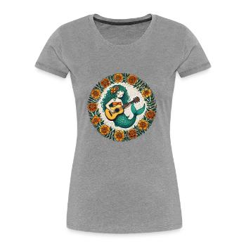 Guitar Mermaid - Women's Premium Organic T-Shirt - heather grey - Front - Mia (176cm)