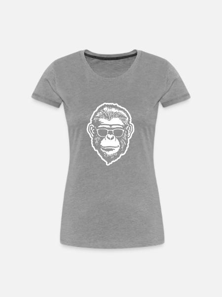 Affe Affen Affengesicht - Frauen Premium Bio T-Shirt - Grau meliert
