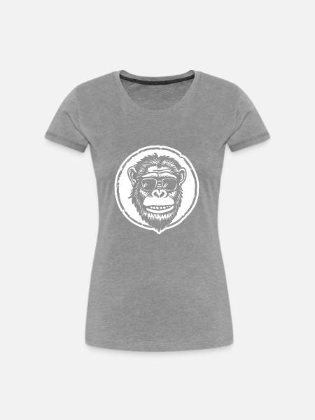 Affe Affengesicht - Frauen Premium Bio T-Shirt - Grau meliert