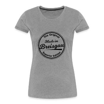 Die Breisgauer in Baden - Frauen Premium Bio T-Shirt - Grau meliert - Vorne - Mia (176cm)