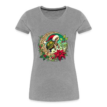 Tortue de Noël - T-shirt bio Premium Femme - gris chiné - Devant - Mia (176cm)