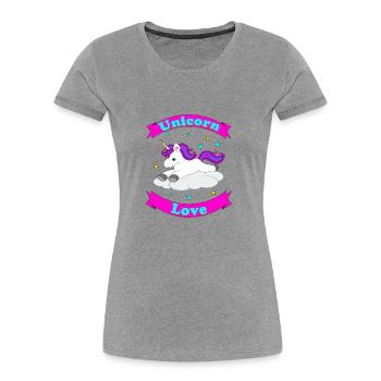 Unicorn Love – Süßes Einhorn-Design - Frauen Premium Bio T-Shirt - Grau meliert - Vorne - Mia (176cm)