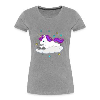 Süßes Einhorn auf Wolke - Frauen Premium Bio T-Shirt - Grau meliert - Vorne - Mia (176cm)