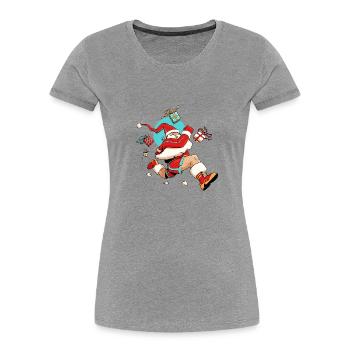Runner Santa - T-shirt bio Premium Femme - gris chiné - Devant - Mia (176cm)