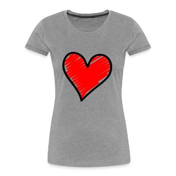 cœur - T-shirt bio Premium Femme - gris chiné - Devant - Mia (176cm)